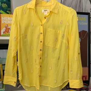 Maeve from Anthropologie Yellow Pineapple Button Down Top